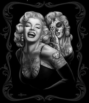 Marilyn Monroe Smile Now Skull Tattoo Throw Shawl Wrap Snuggly Car