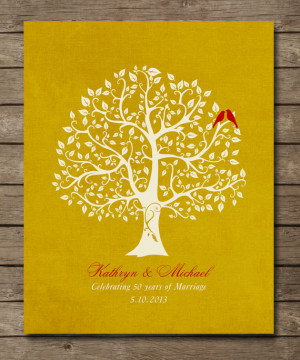 50th Wedding Anniversary Tree Gift, Golden Anniversary gift for ...