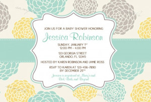 Modern Whimsical Flower Bridal Baby Shower Invitations - Printable