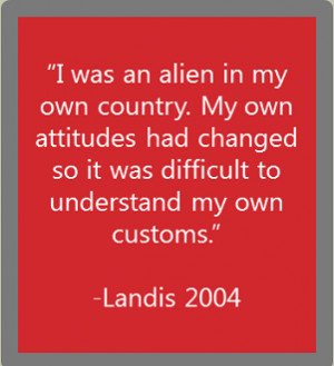 reverse culture shock quote from landis