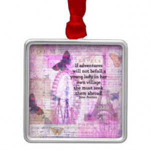 Jane Austen cute travel quote with art Ornament