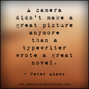 ... Thursday Photography Quote by Peter Adams - Camera and Typewriter
