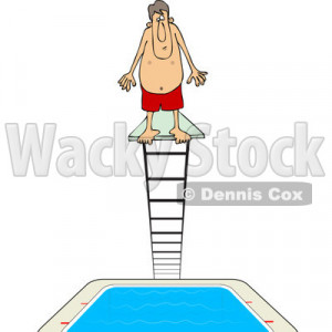 Clipart Man Standing The Top High Dive Diving Board
