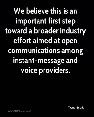 We believe this is an important first step toward a broader industry ...