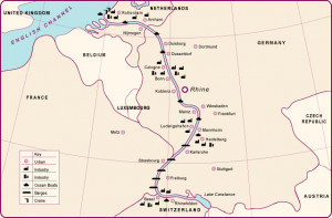rhine river germany map cities