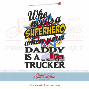 6367 Sayings : Superhero Daddy Trucker Applique 5x7
