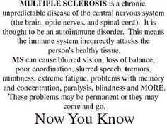 Multiple Sclerosis - now you know. More