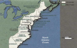 New England Middle and Southern Colonies Map