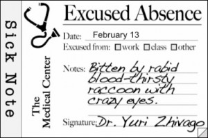 Actual School Excuse Notes