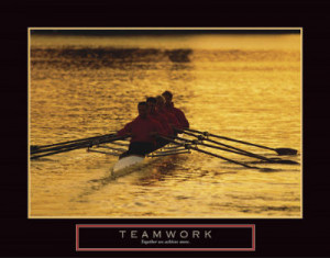 Teamwork Crew Rowers Motivational Poster Print - 28x22