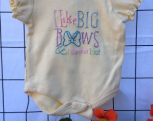 Hand embroidered 3/6 months yellow creeper I like big bows, cute ...