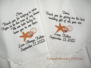 Destination Beach Wedding Two Personalized Hankerchiefs Mother of the ...