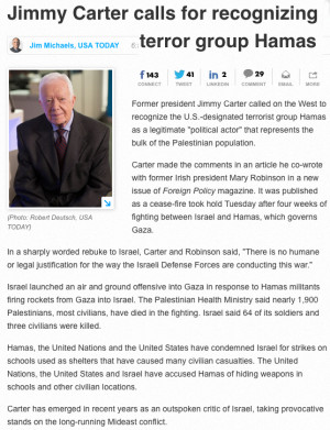 Jimmy Carter: What's good for the Arabs is NOT to be allowed for JEWS