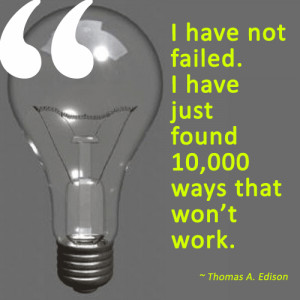 Edison quote light bulb 10,000 ways that won't work