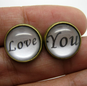 Love you STUD quote EARRING quote earring valentine POST ER431(China ...