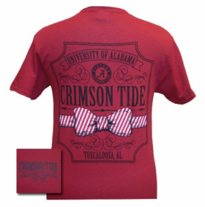 ... Girl Short Sleeve T-Shirt “Alabama (Crimson Tide) Pattern Bow Tie