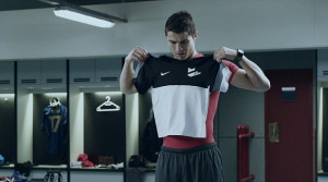 ... Cristiano Ronaldo struggles with a tight fit in the latest Nike advert