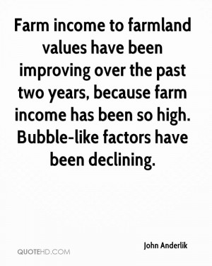 Farm income to farmland values have been improving over the past two ...