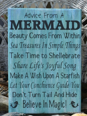 ... Beach Decor, Girls Gift Idea, Mermaid Poem Quote, Mermaid Decor, Beach