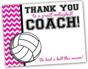 Team Thank You Card for Volleyball Coach - INSTANT Download - Chevron ...