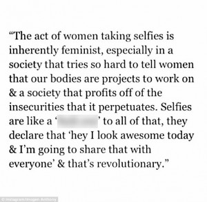 Taking selfies is inherently feminist': Imogen Anthony defends her ...