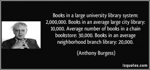 ... in an average neighborhood branch library: 20,000. - Anthony Burgess