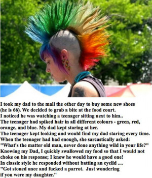 Funny photos funny dad spike hair parrot