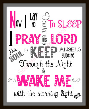Download-Now I Lay Me Down Prayer-Girls Nursery Decor-Christian Quotes ...