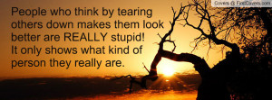 People who think by tearing others down makes them look better are ...