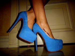blue, high heels, tattoo