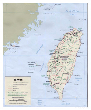 Detailed Political Map Taiwan