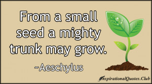From a small seed a mighty trunk may grow.