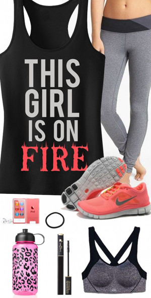 Cool Coral Colored #GymGear theme featuring THIS GIRL is on FIRE # ...