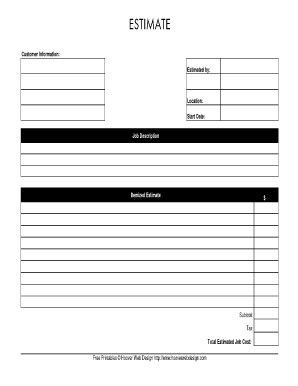 Free Printable Roofing Estimate Forms Image