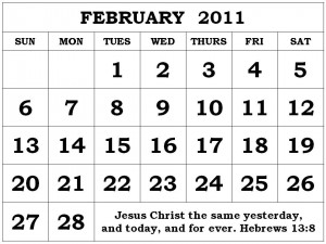 ... this Free Christian Monthly Calendar 2011 February with Bible verses