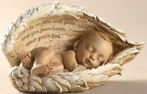 Sleeping Baby in Angel Wings Nursery Memorial Figurine