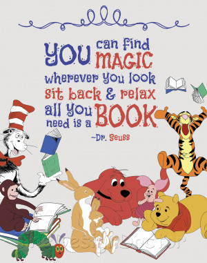 Dr. Seuss storybook character reading quote and 12 similar items