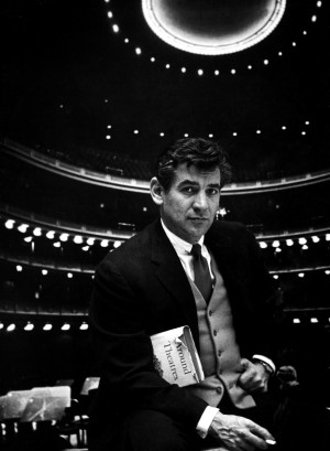 Gordon Parks: Composer Leonard Bernstein, holding book with lighted ...