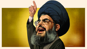 Joe Cummings illustration of Sayyed Hassan Nasrallah