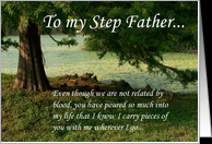 Happy Birthday, Stepfather, tree by pond card - Product #789513