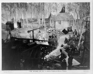 Publicity still showing The Wizard of Oz film in production. Hollywood ...