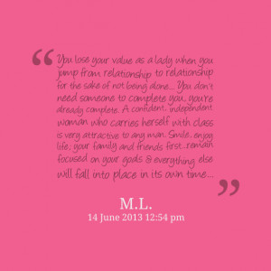 Quotes Picture: you lose your value as a lady when you jump from ...