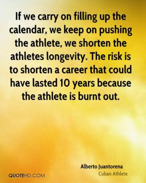 the athlete, we shorten the athletes longevity. The risk is to shorten ...
