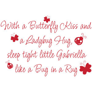 Kiss Ladybug Hug Sleep Tight like Bug in a Rug Vinyl Wall Decal Quote ...