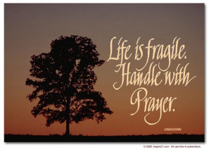 Life is fragile. Handle with Prayer.
