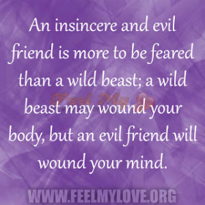 An insincere and evil friend is more to be feared than a wild beast; a ...