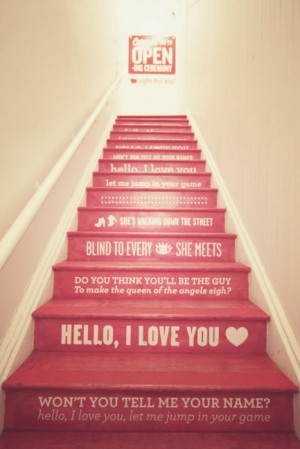 ... heart, love, pink, quotes, separate with comma, stairs, sweet, words