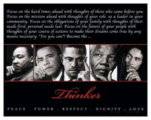 Thinker (Quintet): Peace, Power, Respect, Dignity, Love Art Print