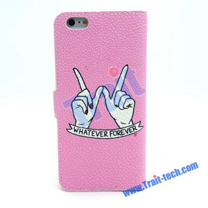 ... Stand TPU+ PU Leather Case for iPhone 6 Plus - Whatever Forever Quote