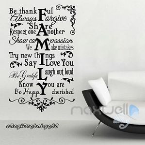 ... -Rules-Vine-Wall-Sticker-Quote-Removable-Decals-Vinyl-Decor-Room-Art